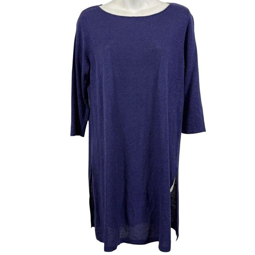 J Jill Petite Womens Nightberry Purple Blue Linen Lightweight Sweater NWT sz S P